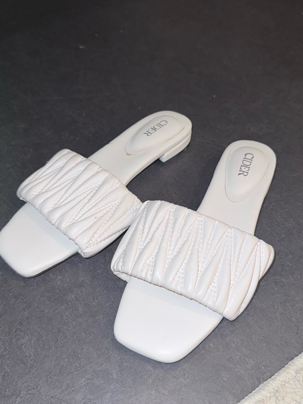 Cider White Quilted Summer Slide Mules